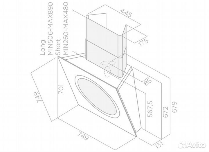 Вытяжка Elica OM AIR BL/F/75