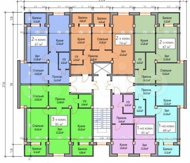 1-к. апартаменты, 45 м², 6/12 эт.