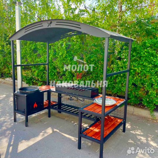 Мангал с печью под казан