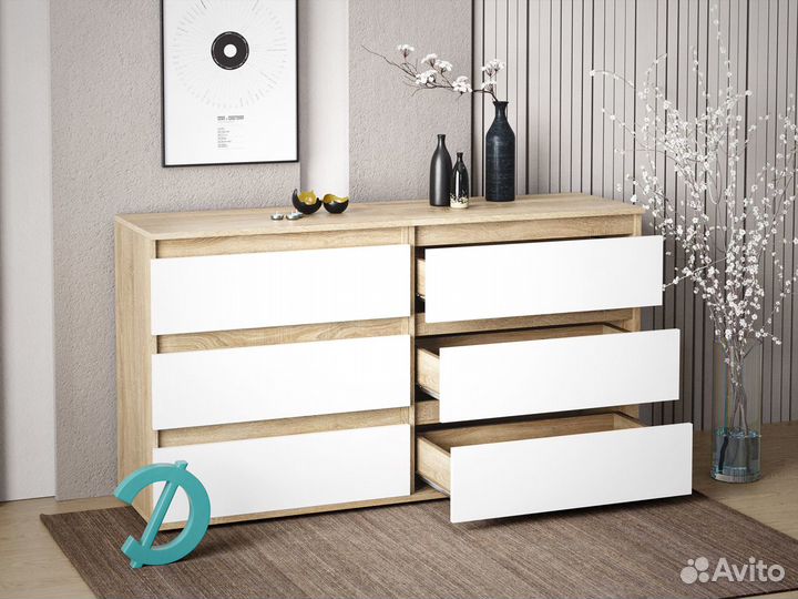 Комод IKEA 6 ящиков цвета Венге,Дуб Сонома,Белый