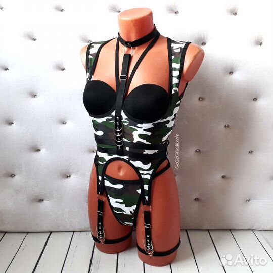 Костюм боди портупея для танцев, go-go, стриптиза