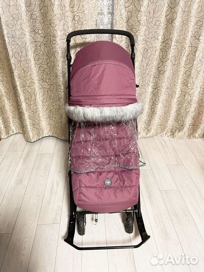 Детские санки коляска с колесами новые