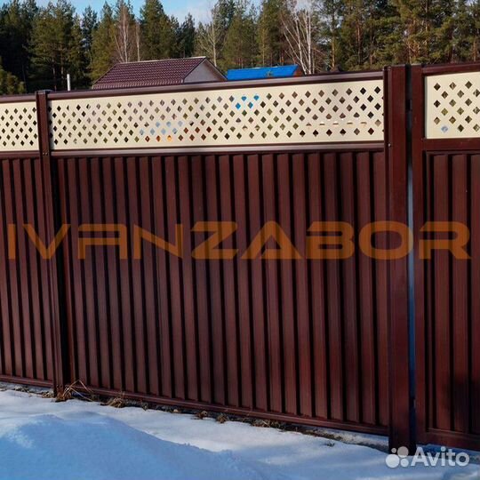 Забор из профнастила коричневый в Вичуге