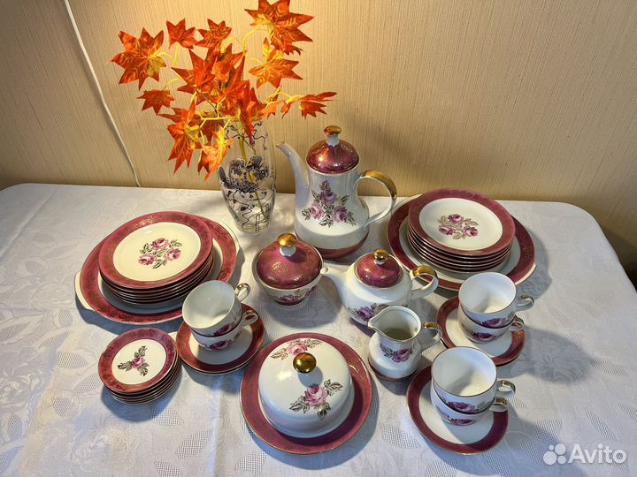 Чайный сервиз, фарфор ГДР, 36 предметов
