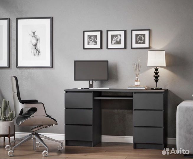 Стол компьютерный Мори мс-2 белый, графит