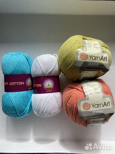 Пряжа хлопок YarnArt jeans и Vita cotton