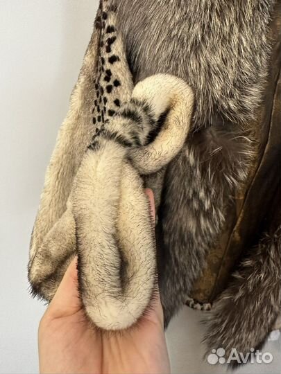 Норковая шуба, ворот из чнрнобурки, S