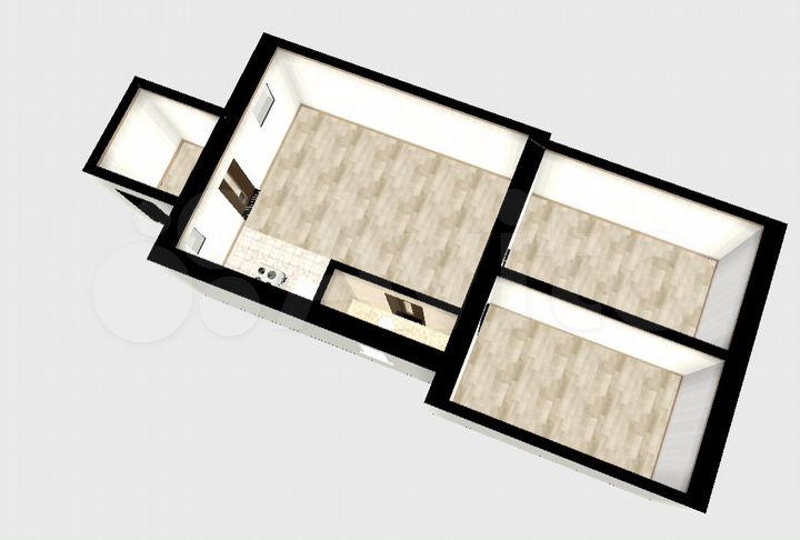 2-к. квартира, 52,3 м², 1/1 эт.