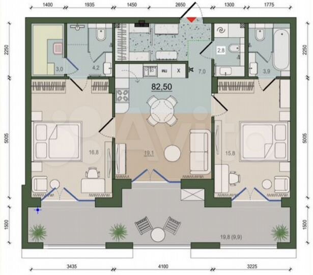 2-к. квартира, 83,5 м², 3/11 эт.