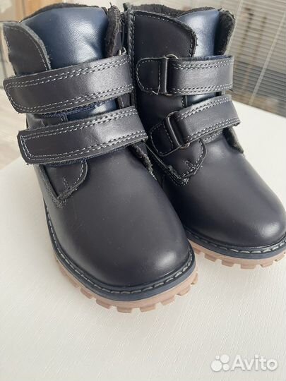 Ботинки кожа для мальчика на овчине
