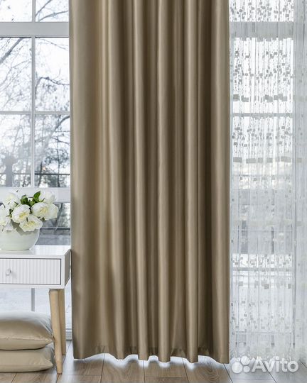 Шторы сатен Адора Английское золото