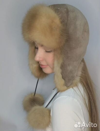 Шапка ушанка с кунецей новая
