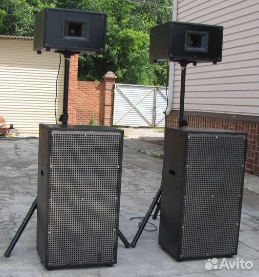 Колонки KF-Sound 2100W 4шт Рупоры SUB-212 Стойки