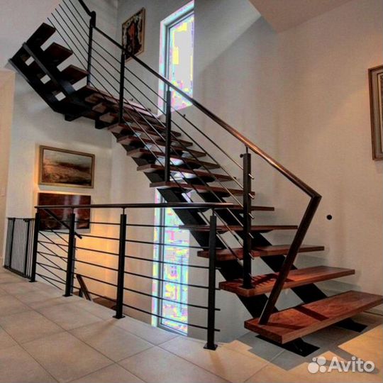 Лестница на металлокаркасе дизайн 4380