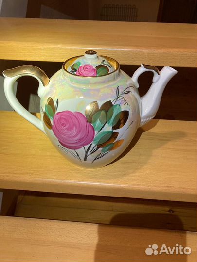 Расписной чайник,розы перламутр