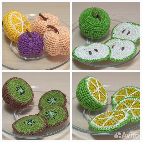 Фрукты, овощи, еда, сладости крючком