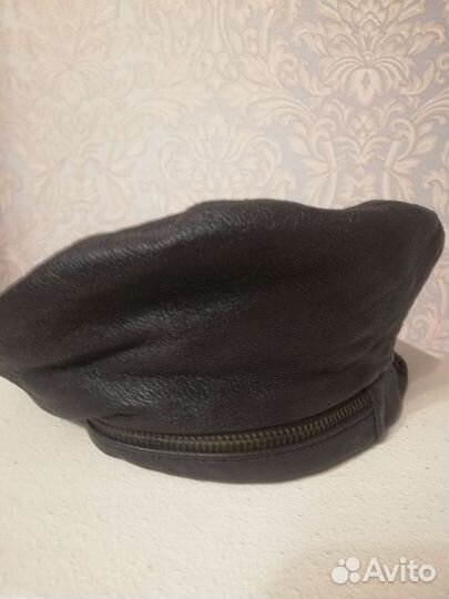 Берет кожаный темнокоричневый