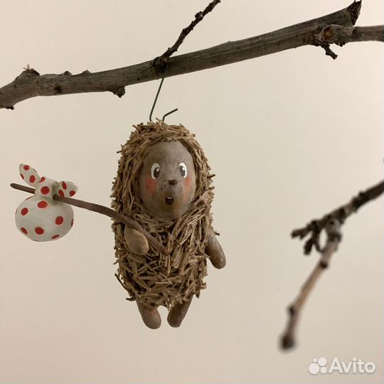 Ёжик в тумане (ватная ёлочная игрушка)