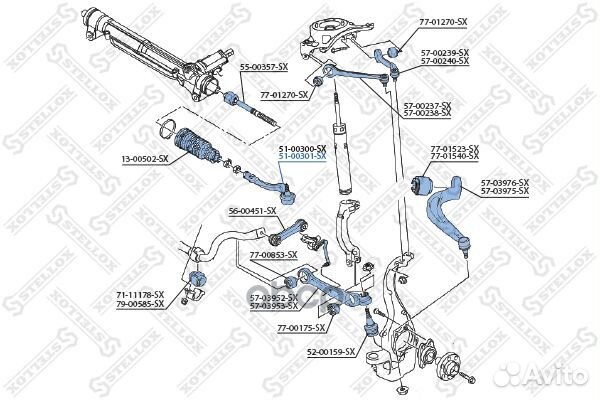 Наконечники рулевых тягstellox 5100301SX Stellox