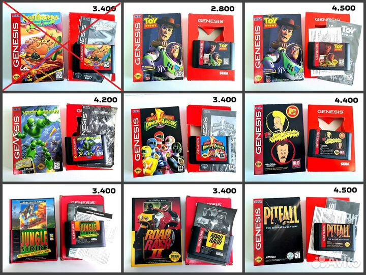 100 картриджей Sega Genesis (Mega Drive)