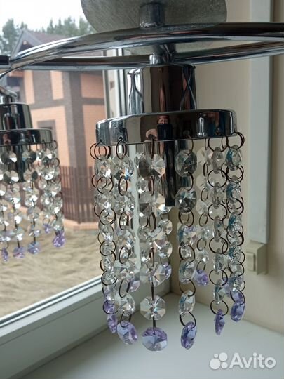 Комплект люстра и бра с хрустальными подвесками