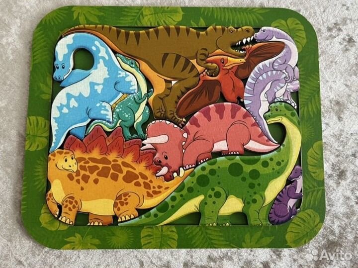 Деревянный пазл динозавры