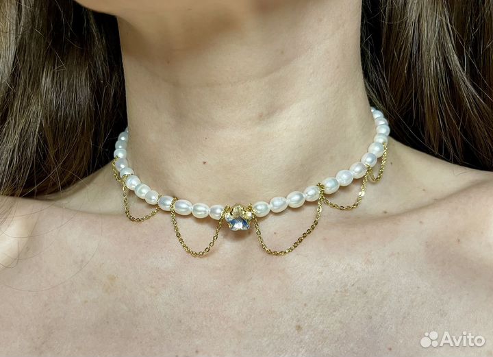 Колье из натурального жемчуга