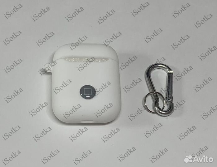 Чехол для AirPods 1/2 серия с кнопкой (белый)