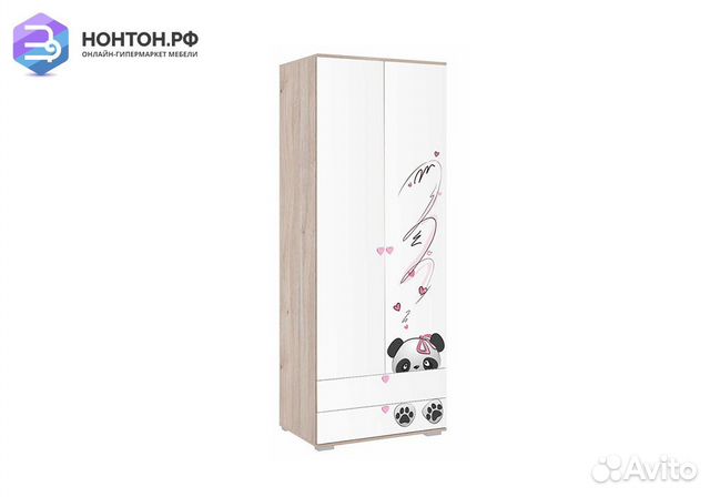 Шкаф 2-х дверный Панда 55.01 дуб мария / белый