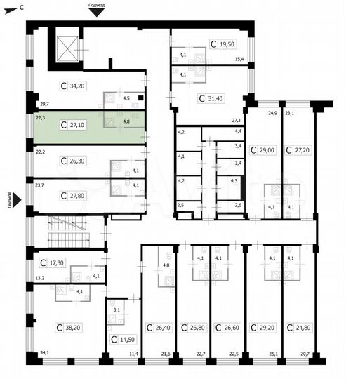 Квартира-студия, 27,1 м², 2/8 эт.