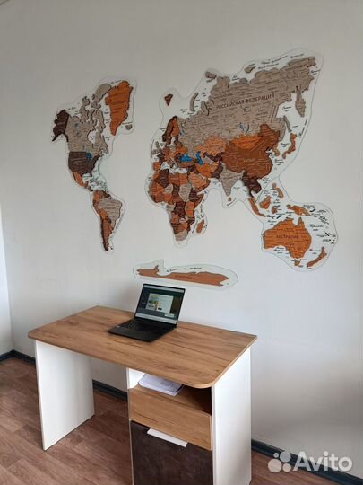 Деревянная карта мира самая подробная 3D