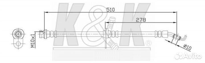 Шланг тормозной suzuki Swift III. (SG) 1.6 05.06- K&K FT0468