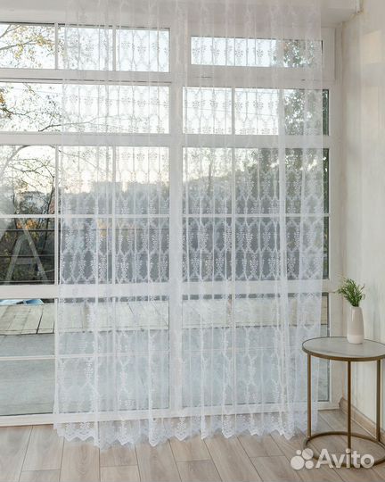 Тюль лилиан белый готовый на окна пошив