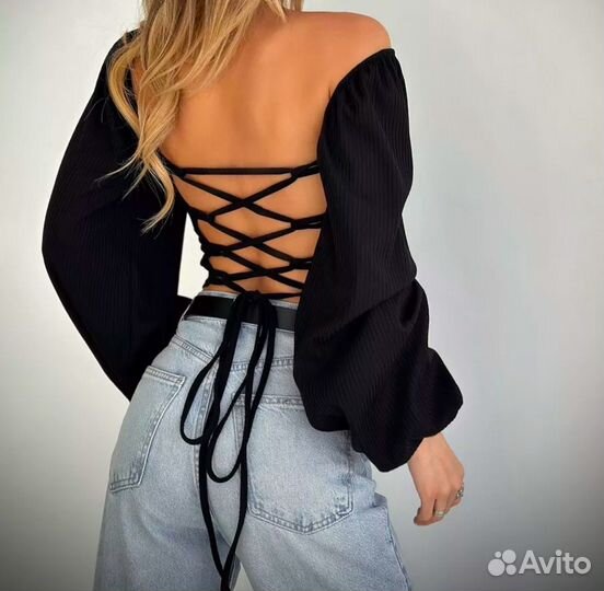 Кроп топ с длинным рукавом