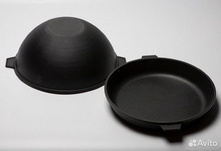Крышка-сковорода чугунная для казана 10 литров
