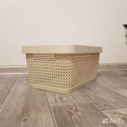 Корзина для хранения с крышкой пластик 2 штуки