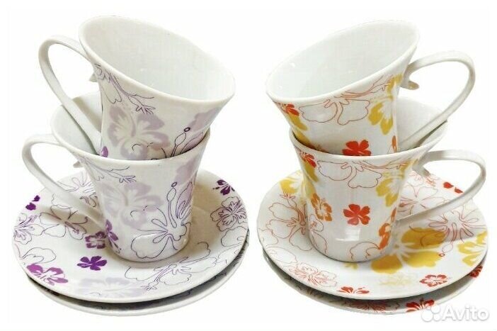 Набор кофейных чашек с блюдцами 4 пары