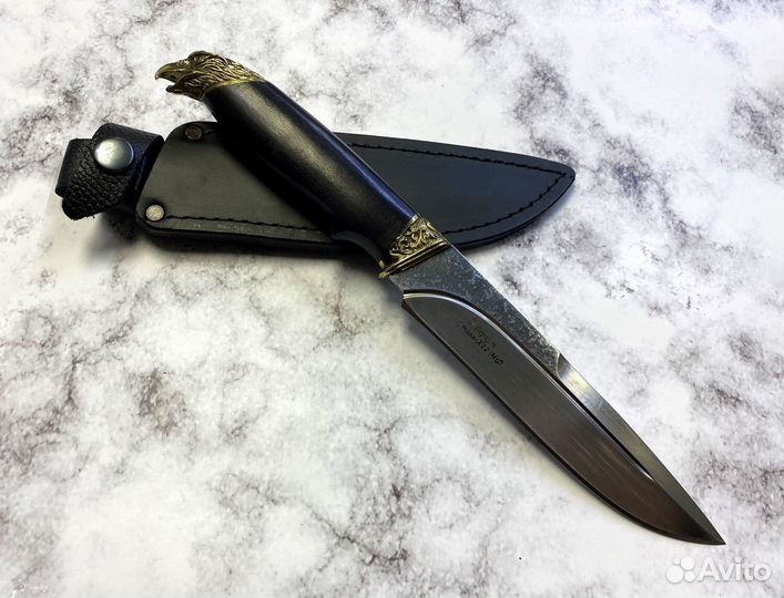 Нож Беркут, кованая Х12мф, черный граб, с навершие