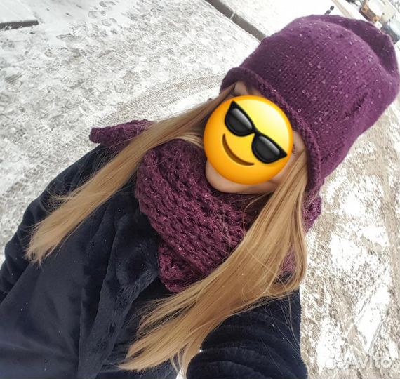 Комплект шапка и шарф ручная работа