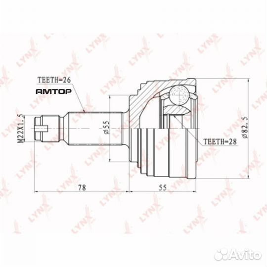 Lynxauto CO3405 шрус наружный перед прав/лев