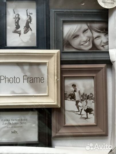 Стильная фоторамка из 8 фотографий деревянная