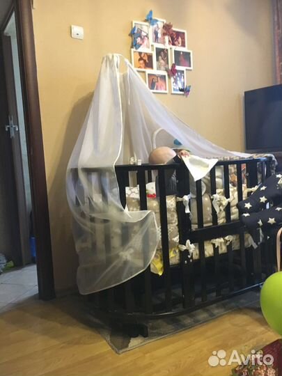 Круглая Детская кроватка 6 в 1