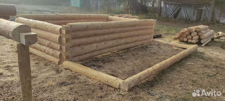 Сруб бани 5*3,5+2м открытая терасса