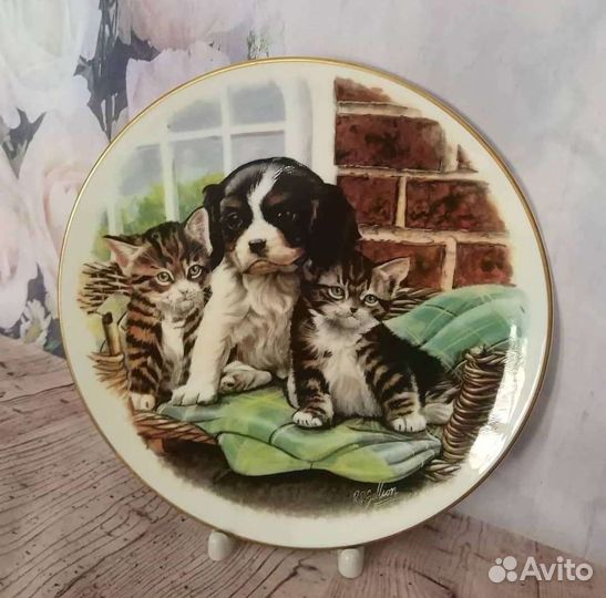 Тарелка декоративная Англия коты собаки