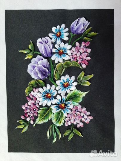 Картина вышивка лентами 