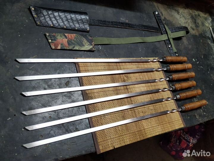 Шампура с деревянной ручкой для люля, мяса, овощей