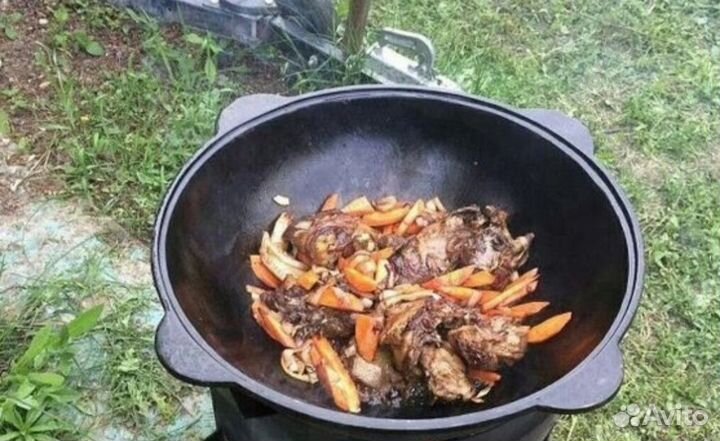 Казан узбекский чугунный 8 л +Печка с дымоходом