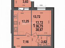 1-к. квартира, 38,7 м², 5/5 эт.