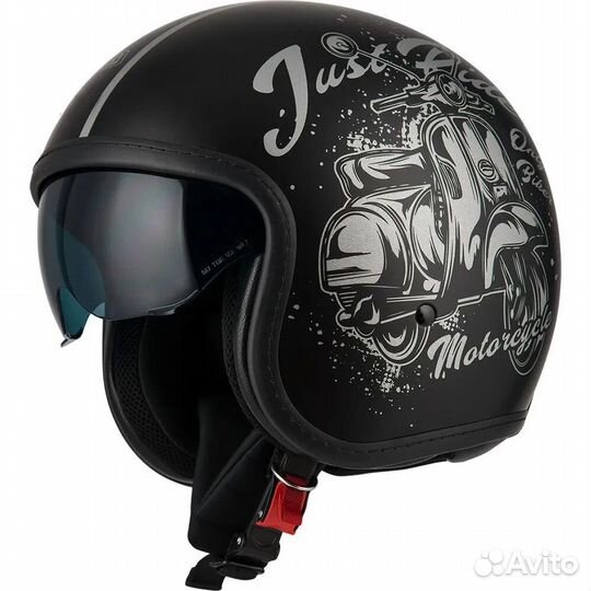 NZI Rolling 4 Sun open face helmet Matt Bello Silv