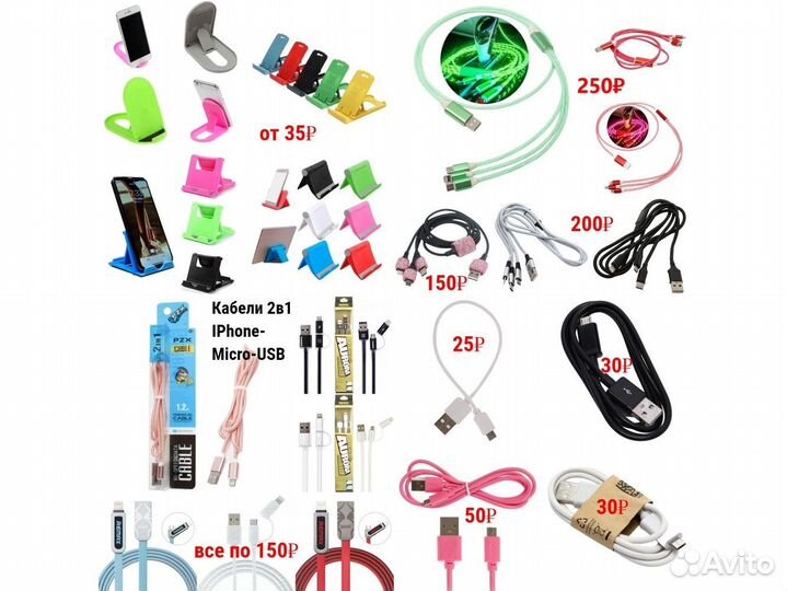 Кабели iPhone /Android /Type-C /Micro-USB / 1А-6А